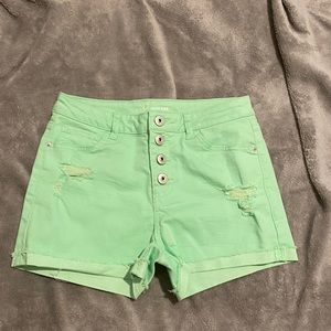 Teal high rise jean short